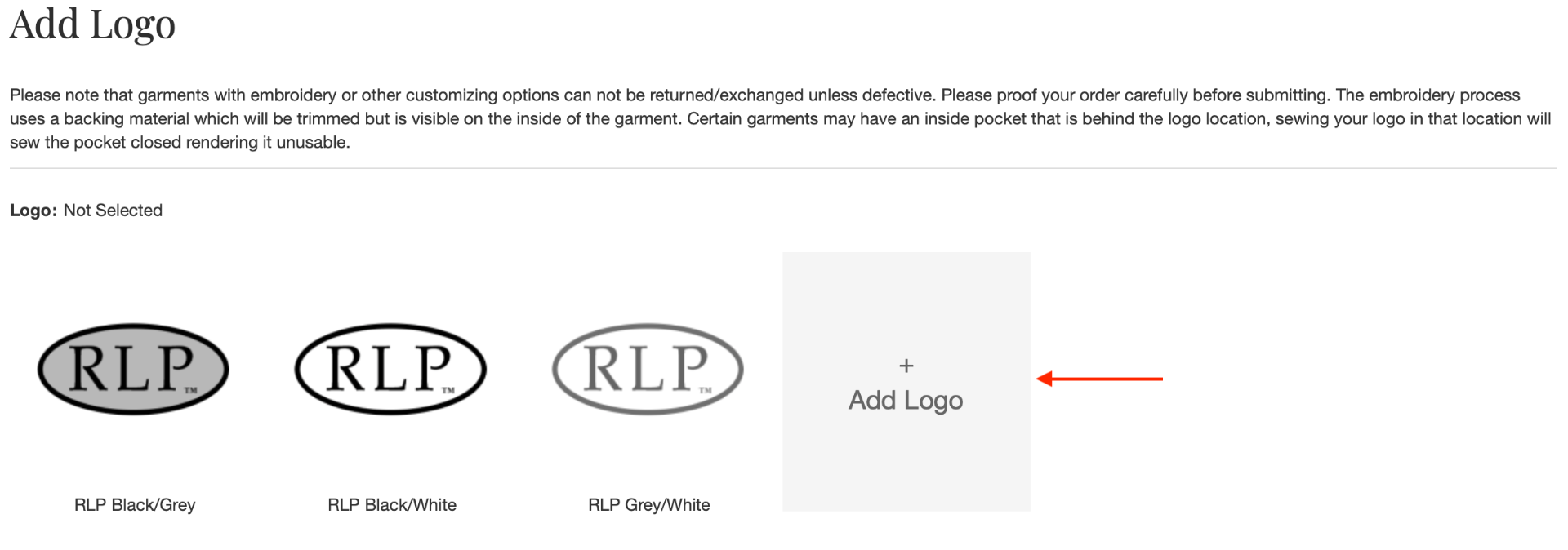 RLP UNIFORM Logo Embroidery