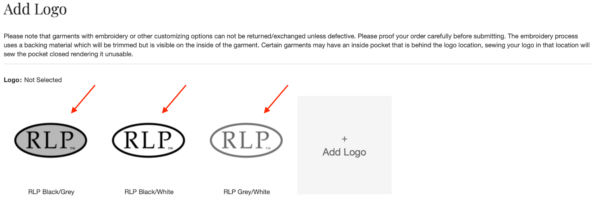 RLP UNIFORM: Logo Embroidery