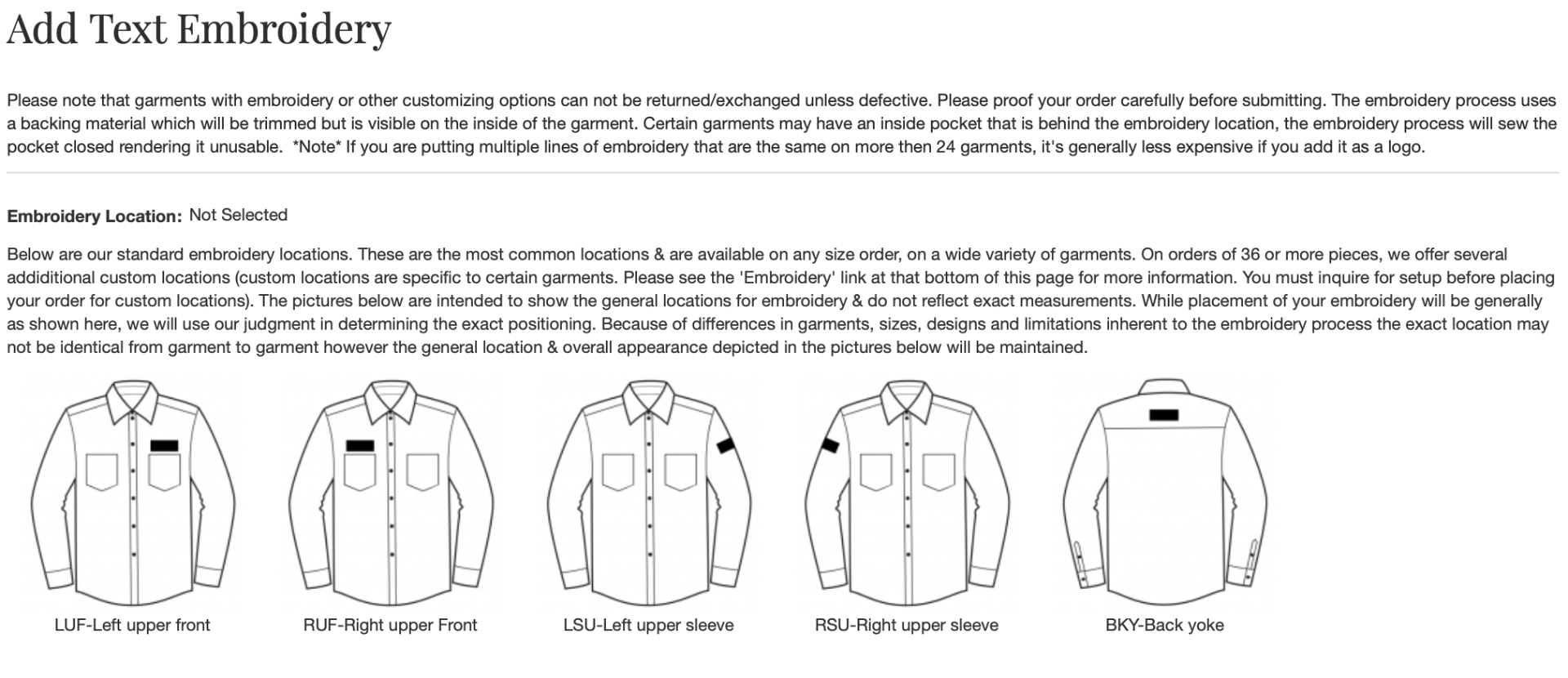 RLP UNIFORM Text Embroidery